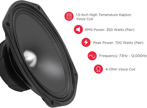 RECOIL MS69-4P مكبرات صوت سيارة متوسطة المدى مقاس 6 × 9 بوصة، 700 واط بحد أقصى 350 واط RMS 4Ohm 1.5 بوصة ملف صوتي Kapton عالي الجودة لملف صوت السيارة (زوج) in Kuwait