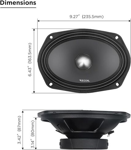 RECOIL MS69-4P مكبرات صوت سيارة متوسطة المدى مقاس 6 × 9 بوصة، 700 واط بحد أقصى 350 واط RMS 4Ohm 1.5 بوصة ملف صوتي Kapton عالي الجودة لملف صوت السيارة (زوج) in Kuwait