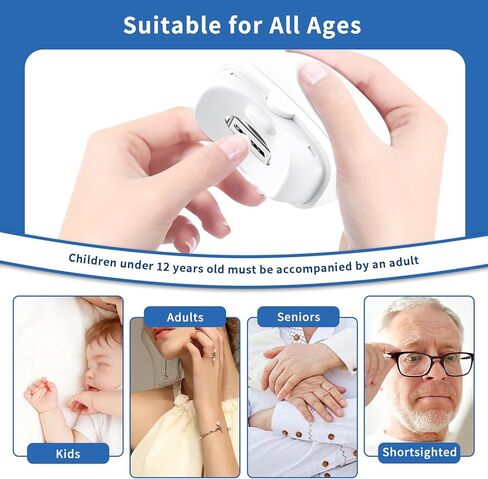 مقص أظافر كهربائي، سرعتان لتشذيب الأظافر الكهربائية الأوتوماتيكية للبالغين وكبار السن والأطفال الصغار مع ضوء LED، مقص أظافر كهربائي قابل لإعادة الشحن للرجال والنساء والأطفال، مقص أظافر كهربائي لأصابع القدم in Kuwait