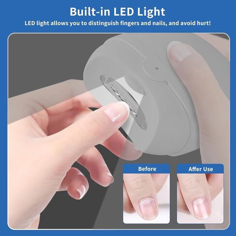 مقص أظافر كهربائي، سرعتان لتشذيب الأظافر الكهربائية الأوتوماتيكية للبالغين وكبار السن والأطفال الصغار مع ضوء LED، مقص أظافر كهربائي قابل لإعادة الشحن للرجال والنساء والأطفال، مقص أظافر كهربائي لأصابع القدم in Kuwait