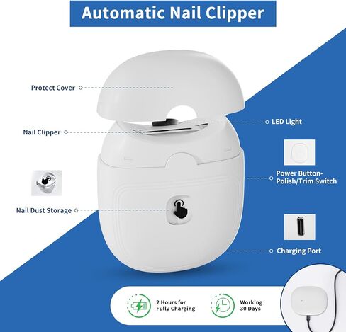 مقص أظافر كهربائي، سرعتان لتشذيب الأظافر الكهربائية الأوتوماتيكية للبالغين وكبار السن والأطفال الصغار مع ضوء LED، مقص أظافر كهربائي قابل لإعادة الشحن للرجال والنساء والأطفال، مقص أظافر كهربائي لأصابع القدم in Kuwait
