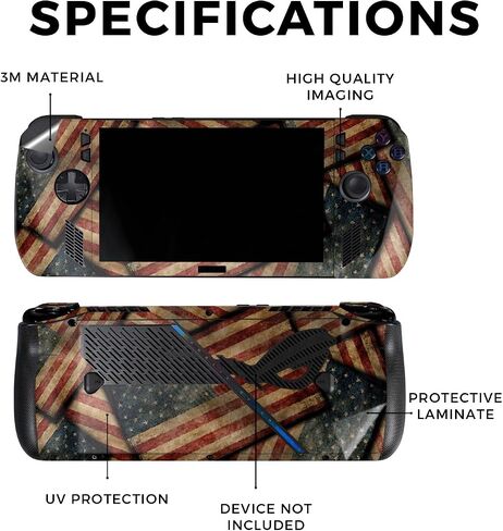 Skin Compatible with Asus ROG Ally X - Vintage American - Premium 3M Vinyl Protective Wrap Decal Cover - Easy to Apply | Crafted in The USA by MightySkins in Saudi Arabia