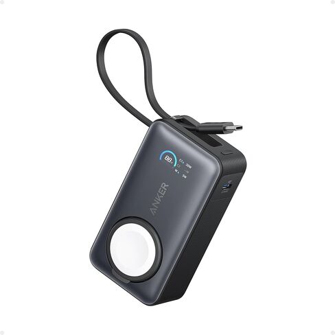 بنك الطاقة Anker MagGo لساعة Apple، حزمة بطارية مدمجة معتمدة رسميًا بقدرة 10,000 مللي أمبير في الساعة مع كابل USB-C مدمج، 35 وات كحد أقصى، لسلسلة iPhone 16/15، وiPad، وAirPods، والمزيد in Saudi Arabia