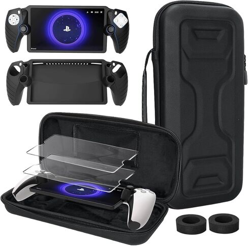 حزمة ملحقات 6 في 1 متوافقة مع بوابة بلاي ستيشن، وحقيبة الحمل وغطاء شفاف من البولي كربونات الصلب مع واقي شاشة من الزجاج المقوى، وغطاء واقي من السيليكون الناعم، وشاشتين in Kuwait