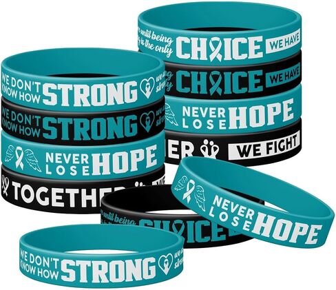 12Pack Suicide Prevention Awareness Silicone Wristbands, Never Lose Hope, Change Begins with Awareness, Teal & Purple Ribbon Silicone Rubber Support Wristbands, Rubber Wristbands Unisex Size Gift in Saudi Arabia