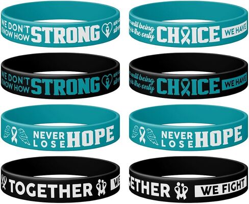 12Pack Suicide Prevention Awareness Silicone Wristbands, Never Lose Hope, Change Begins with Awareness, Teal & Purple Ribbon Silicone Rubber Support Wristbands, Rubber Wristbands Unisex Size Gift in Saudi Arabia