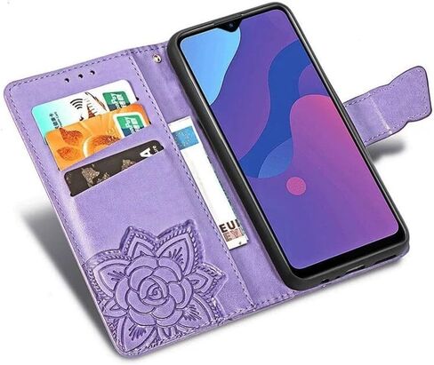 لTCL K11 T432W حافظة محفظة بو الجلود حامل بطاقة الائتمان كامل الجسم تصميم فراشة لطيف مع حزام المعصم لينة بولي TPU الوفير حافظة هاتف واقية لكامل الجسم للفتيات النساء الأرجواني الفاتح in Kuwait