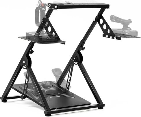 Minneer Flight Racing Simulator Cockpit Foldable X-shaped Fits for Logitech/Thrustmaster/Fanatec X56/X52/G29G923/T248/T300/TSPC/TX Adujstable Steering Wheel Excluding Steering Wheel, Pedals Hand brake in Kuwait