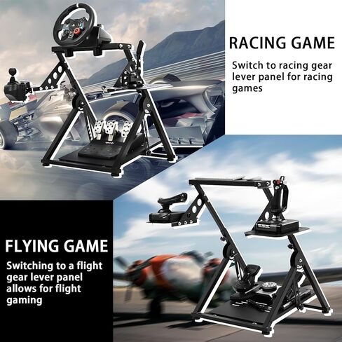 Minneer Flight Racing Simulator Cockpit Foldable X-shaped Fits for Logitech/Thrustmaster/Fanatec X56/X52/G29G923/T248/T300/TSPC/TX Adujstable Steering Wheel Excluding Steering Wheel, Pedals Hand brake in Kuwait