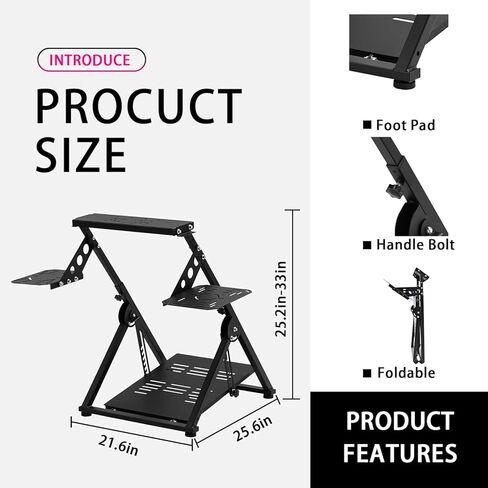 Minneer Flight Racing Simulator Cockpit Foldable X-shaped Fits for Logitech/Thrustmaster/Fanatec X56/X52/G29G923/T248/T300/TSPC/TX Adujstable Steering Wheel Excluding Steering Wheel, Pedals Hand brake in Kuwait