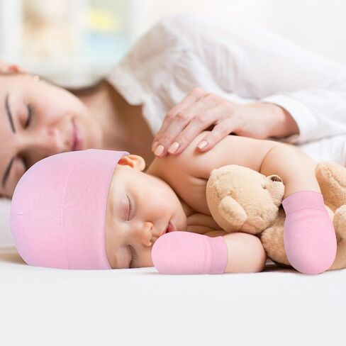 Century Star Cotton Newborn Baby Beanie Hats and Mittens Set Infant Hats for Baby Boy Girl Hats 0-6 Months for Halloween in Saudi Arabia