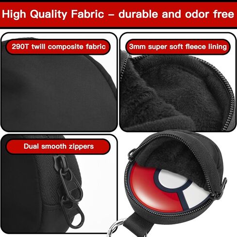Carrying Case Compatible with Pokémon GO Plus + 2023, Portable Protective Case with Key Ring and Neck Strap, Small Nylon Storage Case for Nintendo Pokemon GO Plus +, Black in Kuwait
