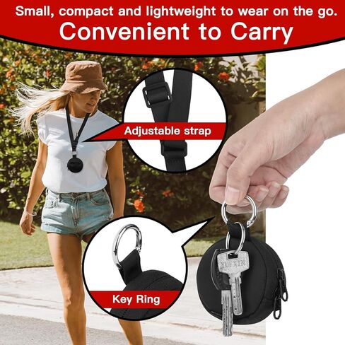 Carrying Case Compatible with Pokémon GO Plus + 2023, Portable Protective Case with Key Ring and Neck Strap, Small Nylon Storage Case for Nintendo Pokemon GO Plus +, Black in Kuwait