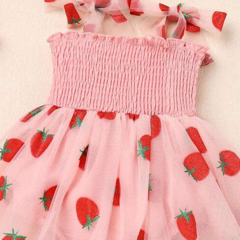 AWIBMK Baby Girls 1st Birthday Colorful Dots Daisy Strawberry Ruffle Romper Tulle Dress with Headband Cake Smash Outfit in Kuwait