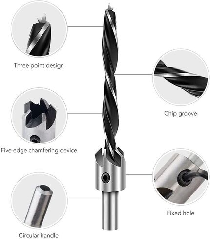 مجموعة لقم الثقب الغاطسة من فيكسينوس، 7 قطع، لقم حوض مضادة 3 مم - 10 مم للخشب الصلب عالي السرعة، مخرطة النجارة مع مفتاح ربط سداسي in Kuwait