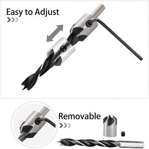 مجموعة لقم الثقب الغاطسة من فيكسينوس، 7 قطع، لقم حوض مضادة 3 مم - 10 مم للخشب الصلب عالي السرعة، مخرطة النجارة مع مفتاح ربط سداسي in Kuwait