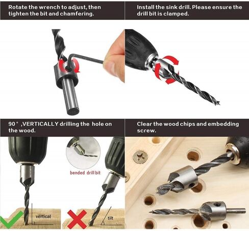 مجموعة لقم الثقب الغاطسة من فيكسينوس، 7 قطع، لقم حوض مضادة 3 مم - 10 مم للخشب الصلب عالي السرعة، مخرطة النجارة مع مفتاح ربط سداسي in Kuwait