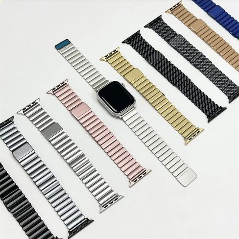 سوار معدني متوافق مع ساعة Apple مقاس 49 مم 45 مم 44 مم 42 مم 41 مم 40 مم 38 مم، سوار من الفولاذ المقاوم للصدأ بمشبك مغناطيسي iWatch لسلسلة ساعات Apple 9 8 7 6 5 4 3 2 1 SE SE2 للرجال والنساء in Kuwait