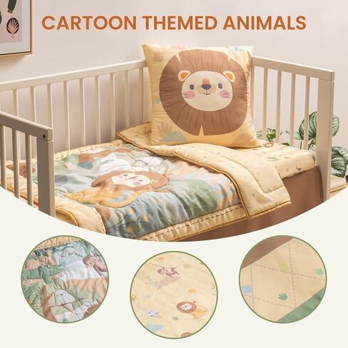 ROBOTIME Crib Bedding Set for Baby, 5-Piece Baby Bedding Set for Boys Girls, Standard Size Soft Baby Bedding Crib Set, Jungle Animals Style in Saudi Arabia