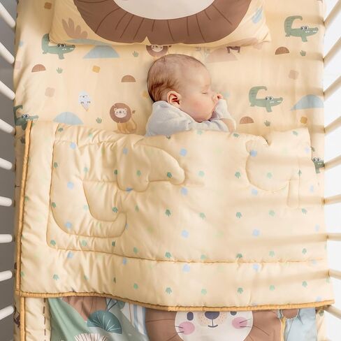 ROBOTIME Crib Bedding Set for Baby, 5-Piece Baby Bedding Set for Boys Girls, Standard Size Soft Baby Bedding Crib Set, Jungle Animals Style in Saudi Arabia