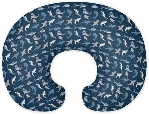 Blue Shark Print Nursing Pillow Cover for Baby Girl, 1 Pack Soft Removable Breast Feeding Pillow Cover, Cotton Nursing Pillow Cases Fit Standard Nursing Pillow in Saudi Arabia