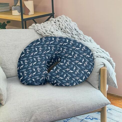 Blue Shark Print Nursing Pillow Cover for Baby Girl, 1 Pack Soft Removable Breast Feeding Pillow Cover, Cotton Nursing Pillow Cases Fit Standard Nursing Pillow in Saudi Arabia