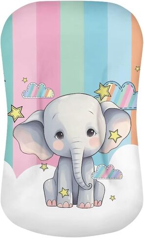 ZDCUSTOM Cartoon Elephant Print Stretch Fitted Bassinet Sheet Unisex Boys Girls Cradle Sheets Oval Rectangle Hourglass Bassinet Pad Bassinet Crib Sheets in Saudi Arabia