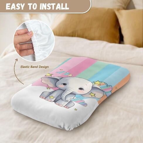 ZDCUSTOM Cartoon Elephant Print Stretch Fitted Bassinet Sheet Unisex Boys Girls Cradle Sheets Oval Rectangle Hourglass Bassinet Pad Bassinet Crib Sheets in Saudi Arabia
