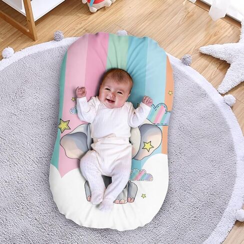 ZDCUSTOM Cartoon Elephant Print Stretch Fitted Bassinet Sheet Unisex Boys Girls Cradle Sheets Oval Rectangle Hourglass Bassinet Pad Bassinet Crib Sheets in Saudi Arabia