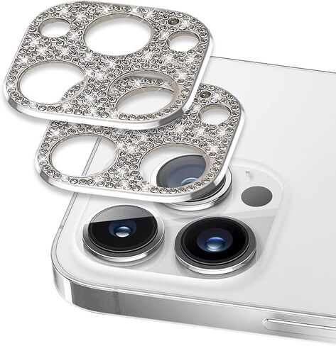 [عبوة من قطعتين] غطاء حماية لعدسة الكاميرا من Omio مصمم لهاتف iPhone 16 Pro Max Bling للنساء والفتيات غطاء عدسة ماسية ثلاثية الأبعاد لامع وكريستال معدني لامع لهاتف iPhone 16 Pro تيتانيوم أبيض in Saudi Arabia