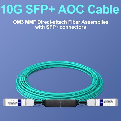 كابل 10G SFP+ AOC، FLYPROFiber SFP+ إلى SFP+ كابل ألياف بصرية نشط، ألياف OM3 MMF متصلة مباشرة مع موصلات SFP+ لـ Cisco SFP-10G-AOC30M، Ubiquiti UniFi، Supermicro، Mikrotik، 30M (98.4 قدمًا) in Saudi Arabia
