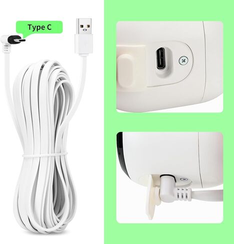 كابل شحن ALERTCAM بطول 9 متر/30 قدم لكاميرا الأمان الخارجية Arlo Essential 2K (الجيل الثاني)، سلك طاقة طويل مقاوم للماء لكاميرا Arlo Essential 2nd، أبيض in Saudi Arabia