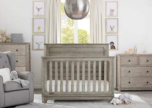 Delta Children Simmons Kids Slumbertime Monterey 4-in-1 Convertible Crib, Rustic White in Saudi Arabia