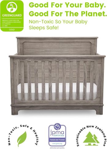 Delta Children Simmons Kids Slumbertime Monterey 4-in-1 Convertible Crib, Rustic White in Saudi Arabia
