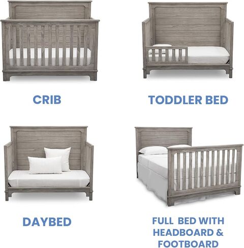 Delta Children Simmons Kids Slumbertime Monterey 4-in-1 Convertible Crib, Rustic White in Saudi Arabia