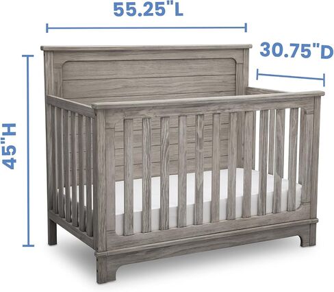 Delta Children Simmons Kids Slumbertime Monterey 4-in-1 Convertible Crib, Rustic White in Saudi Arabia