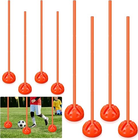 8 Pcs Agility Poles Set Coaching Sticks with Base Detachable Sports Football Soccer Poles Plastic Outdoor Indoor Soccer Training Equipment for Grass Fields and Plastic Runways, Yellow in Saudi Arabia