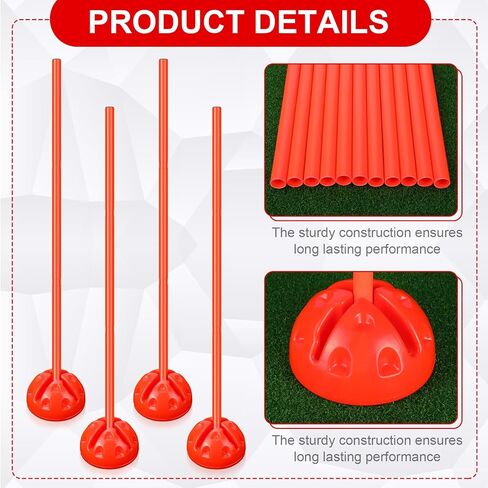 8 Pcs Agility Poles Set Coaching Sticks with Base Detachable Sports Football Soccer Poles Plastic Outdoor Indoor Soccer Training Equipment for Grass Fields and Plastic Runways, Yellow in Saudi Arabia