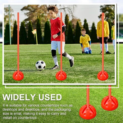 8 Pcs Agility Poles Set Coaching Sticks with Base Detachable Sports Football Soccer Poles Plastic Outdoor Indoor Soccer Training Equipment for Grass Fields and Plastic Runways, Yellow in Saudi Arabia