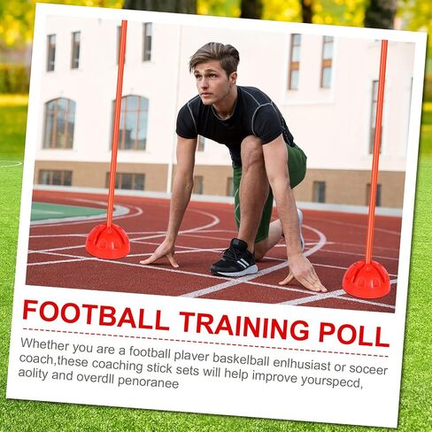 8 Pcs Agility Poles Set Coaching Sticks with Base Detachable Sports Football Soccer Poles Plastic Outdoor Indoor Soccer Training Equipment for Grass Fields and Plastic Runways, Yellow in Saudi Arabia
