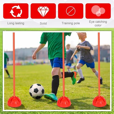 8 Pcs Agility Poles Set Coaching Sticks with Base Detachable Sports Football Soccer Poles Plastic Outdoor Indoor Soccer Training Equipment for Grass Fields and Plastic Runways, Yellow in Saudi Arabia