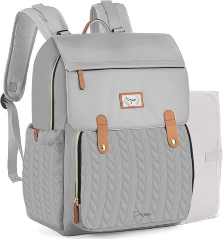 Baby Diaper Bag Backpack - Waterproof Leather Diaper Bags, Quilted Diaper Backpack with Changing Pad, Insulated Pockets, Stroller Buckle, Travel Essentials Baby Bag for Mom Dad, Black in Kuwait