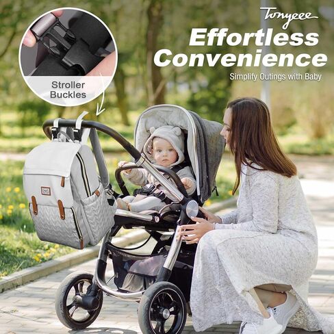 Baby Diaper Bag Backpack - Waterproof Leather Diaper Bags, Quilted Diaper Backpack with Changing Pad, Insulated Pockets, Stroller Buckle, Travel Essentials Baby Bag for Mom Dad, Black in Kuwait