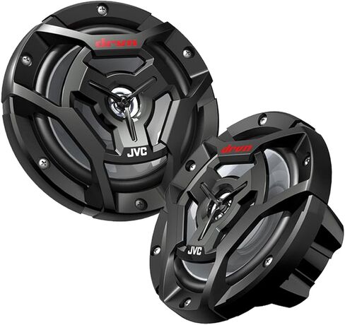 JVC 2.7 بوصة شاشة بلوتوث خلفية USB/AUX AM/FM/Weatherband راديو الوسائط الرقمية، 4X 6.5 150 واط مكبرات صوت سوداء محورية مقاومة للماء في اتجاهين مع سلك، كاميرا الرؤية الخلفية، هوائي in Saudi Arabia