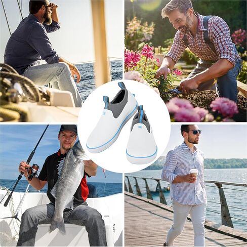 Trudave Deck Shoes for Men, Waterproof Fishing Shoe Anti-Slip Ankle Rain Shoe for Men, Yard Garden Shoes for Farming & Outdoor Work in Saudi Arabia