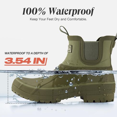 HISEA Women's Duck Chelsea Rain Boots Waterproof Short Garden Boot Outdoor Mud Boots in Kuwait
