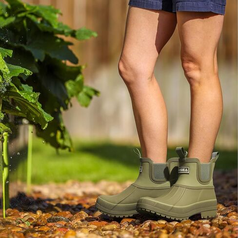 HISEA Women's Duck Chelsea Rain Boots Waterproof Short Garden Boot Outdoor Mud Boots in Kuwait