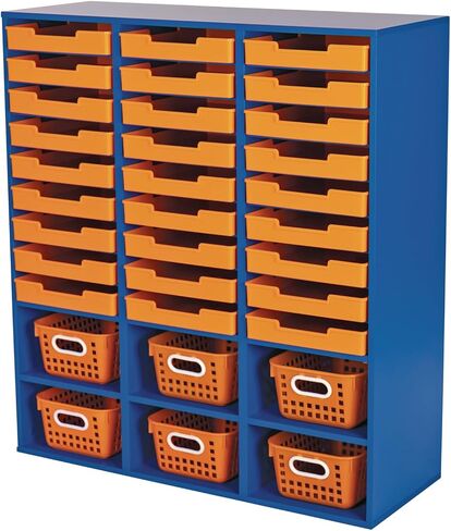 Really Good Stuff Blue 27-Slot Mail and Supplies Center with 27 Trays, 6 Cubbies, and Baskets Single Color - 1 Mail Center, 27 Trays, 6 Baskets in Saudi Arabia