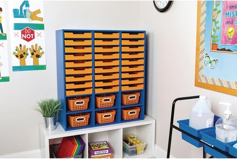 Really Good Stuff Blue 27-Slot Mail and Supplies Center with 27 Trays, 6 Cubbies, and Baskets Single Color - 1 Mail Center, 27 Trays, 6 Baskets in Saudi Arabia