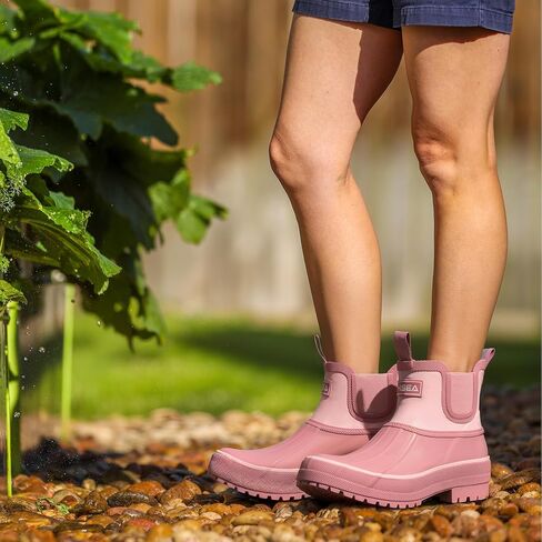 HISEA Women's Duck Chelsea Rain Boots Waterproof Short Garden Boot Outdoor Mud Boots in Saudi Arabia